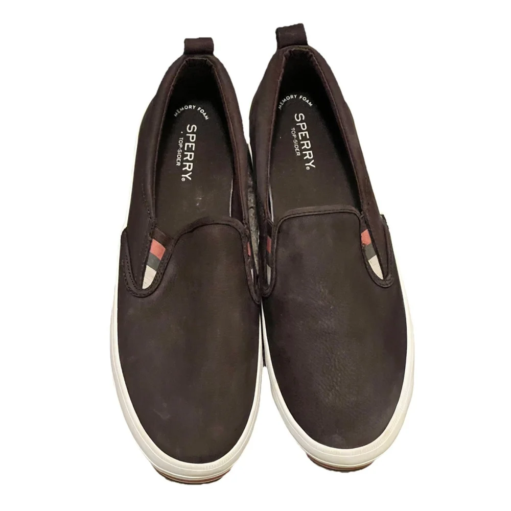 Sperry Women’s Slip-On Loafers Size 11 Brown Leather Memory Foam Comfort Shoes